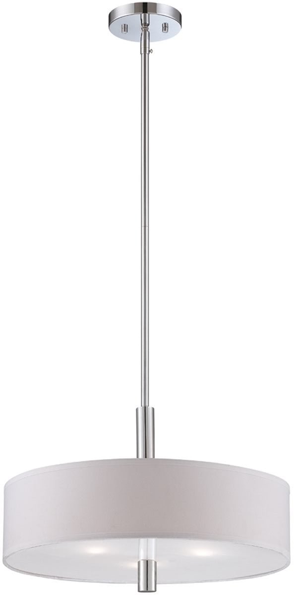 Rava Chrome White Fabric Shade Drum Pendant