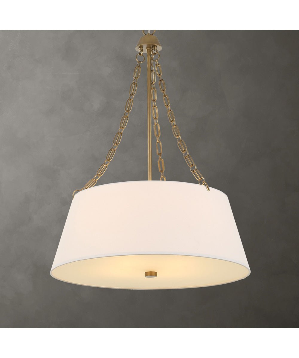 Oia Gold Chain Linen Drum Pendant Light – image 2