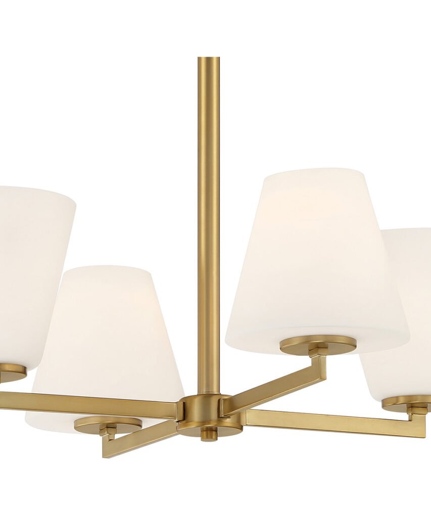 Anfeh Opal Conical Glass Gold Four Arm Chandelier – image 3