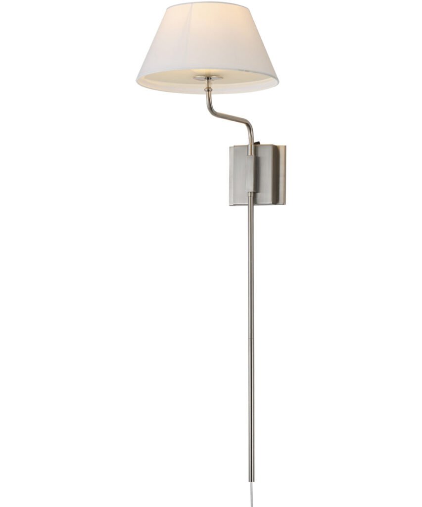 Salema Long Body Large Fabric Shade Polished Nickel Wall Sconce