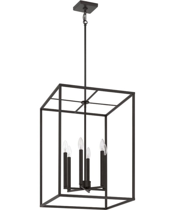 Susak Black Square Cage Six Candle Chandelier