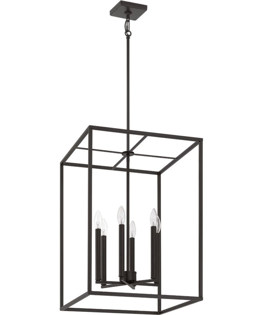 Susak Black Square Cage Six Candle Chandelier