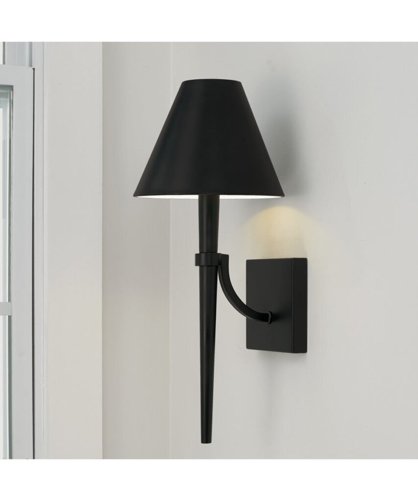 Lithi Conical Shade Single Candle Matte Black Wall Sconce – image 2