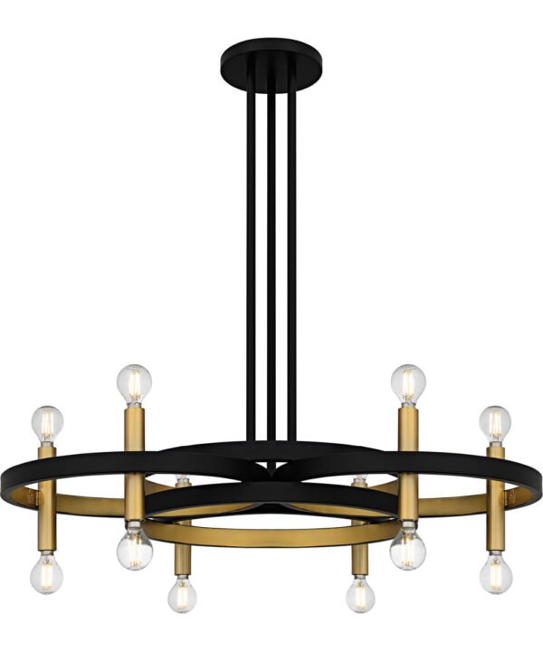 Stratoni Matte Black Ten Two Light Ring Chandelier