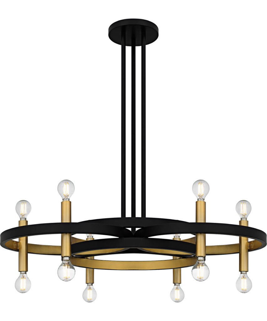Stratoni Matte Black Ten Two Light Ring Chandelier