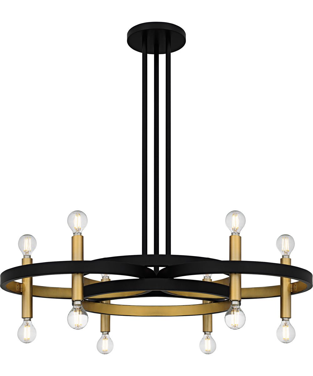 Stratoni Matte Black Ten Two Light Ring Chandelier