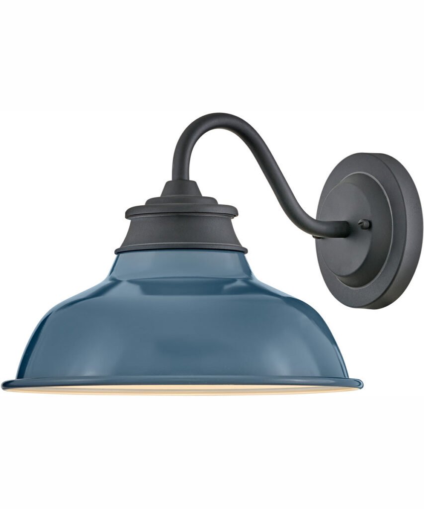 Gramvousa Blue Detail Black Barn Outdoor Wall Light
