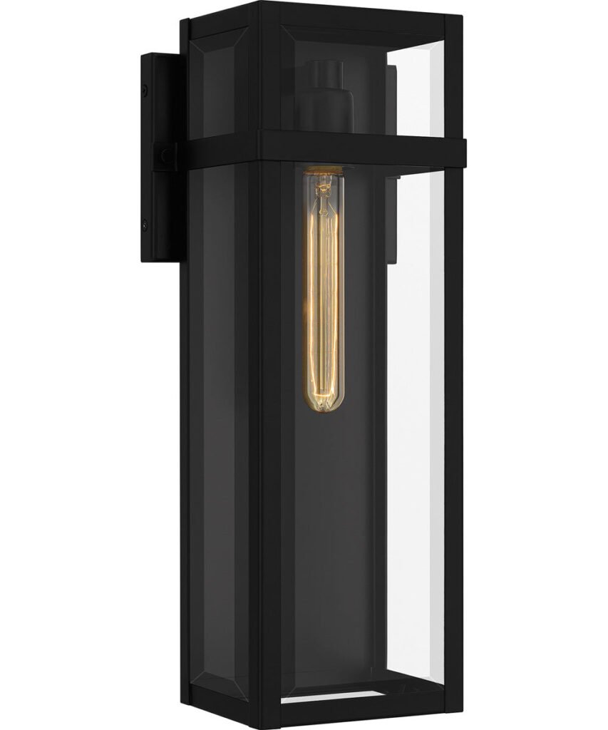 Kapetaniana Slim Long Bevelled Glass Black Outdoor Wall Light
