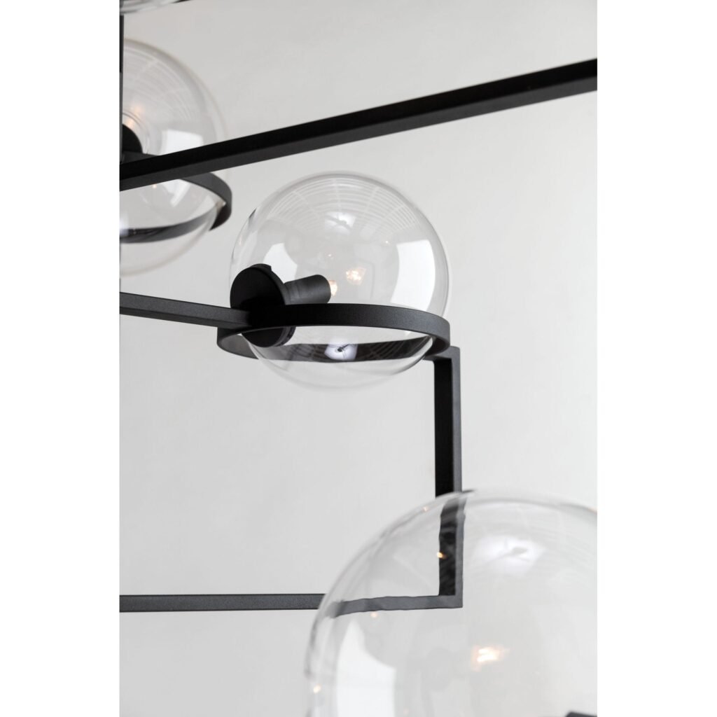 Kryopigi Black Hammered Iron Globe Glass Chandelier – image 2