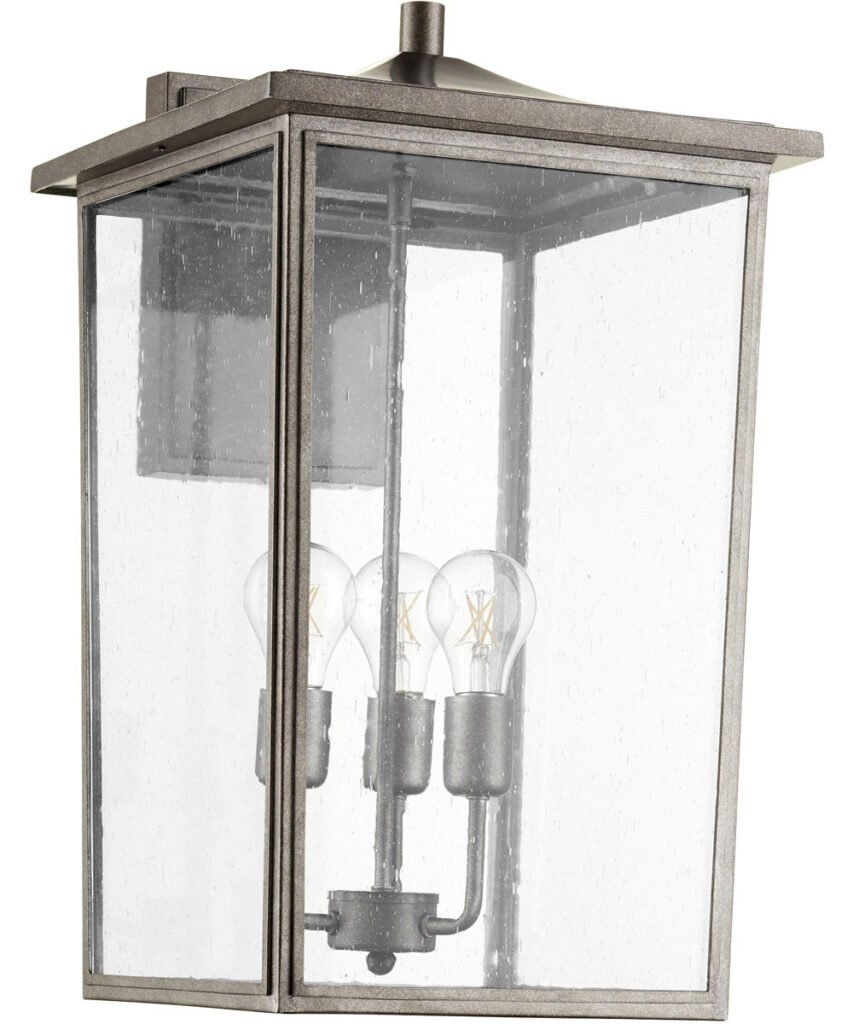 Sertã Three Bulb Large Antiqued Zinc Lantern Outdoor Wall Light