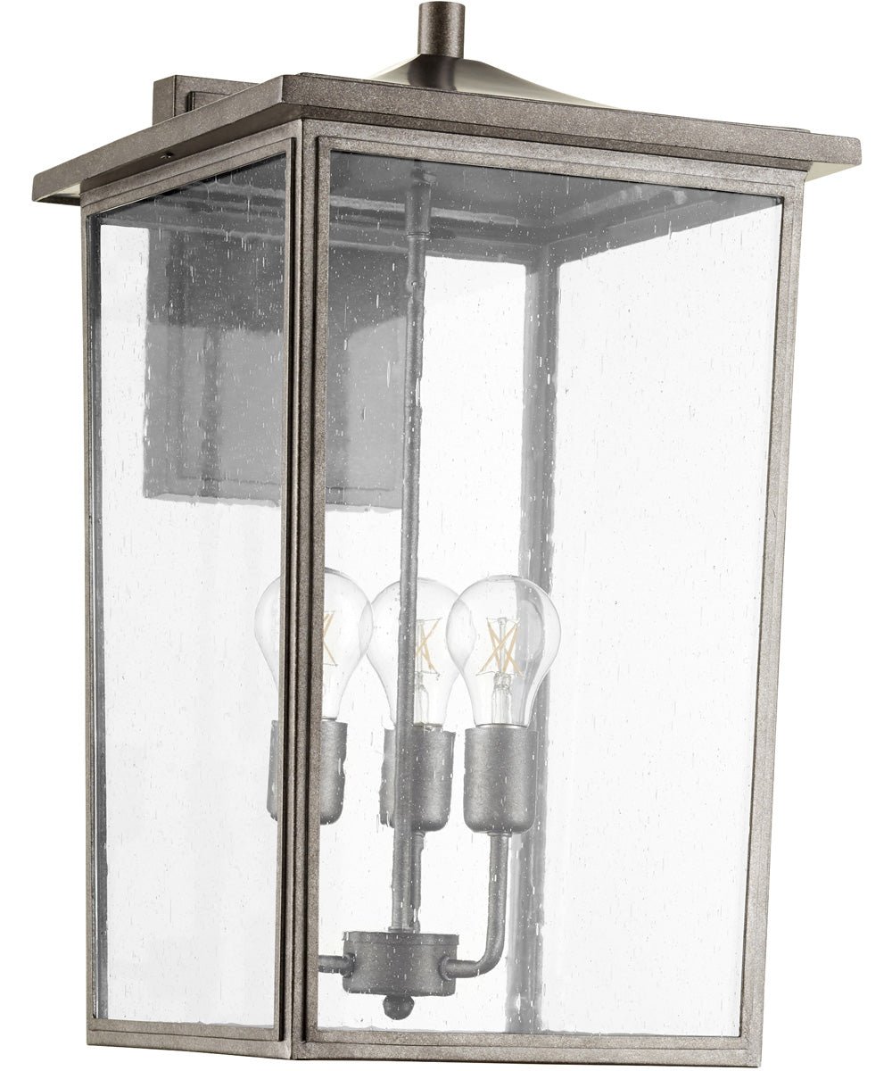 Sertã Three Bulb Large Antiqued Zinc Lantern Outdoor Wall Light