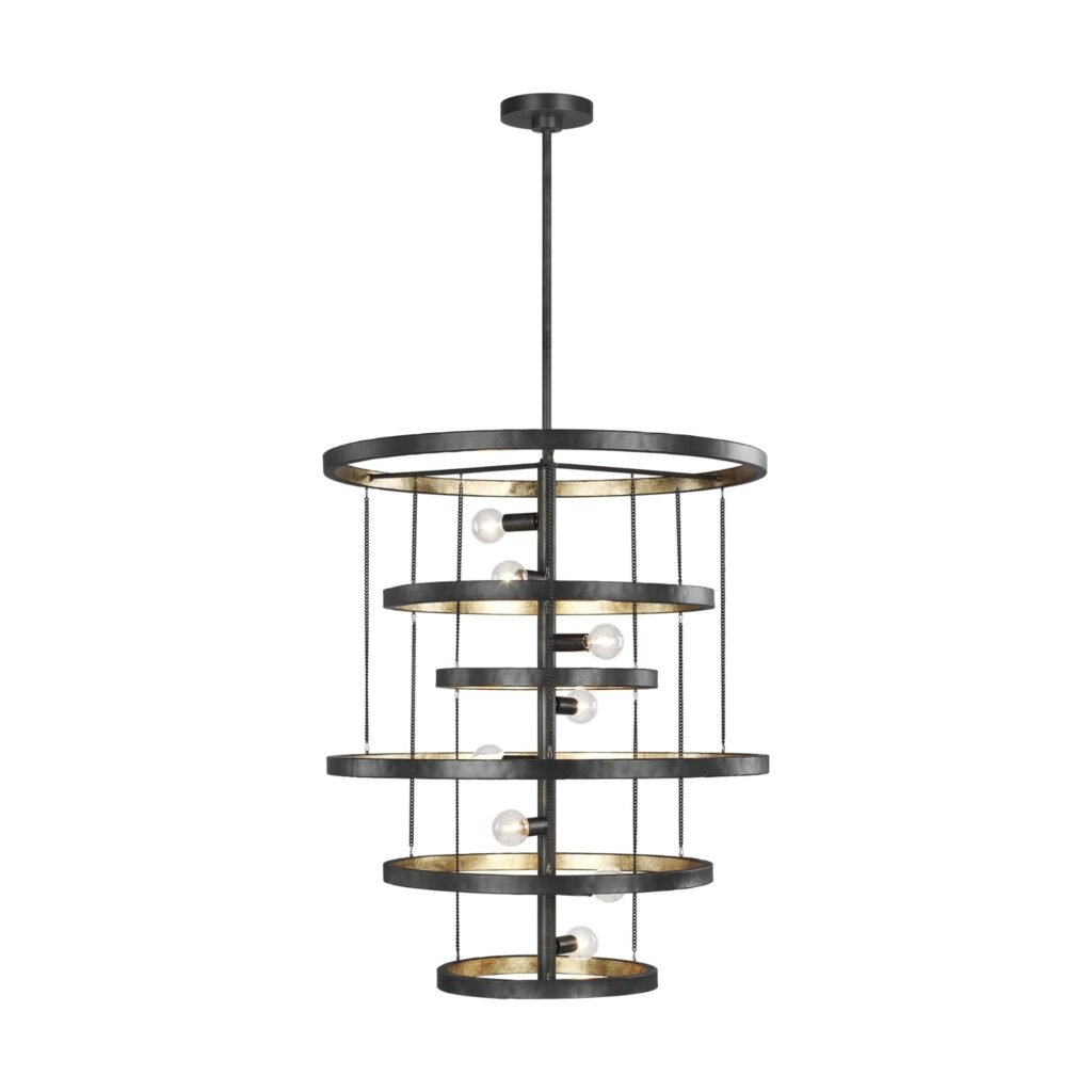 Elantxobe Antiqued Iron Ring Eight Light Chandelier
