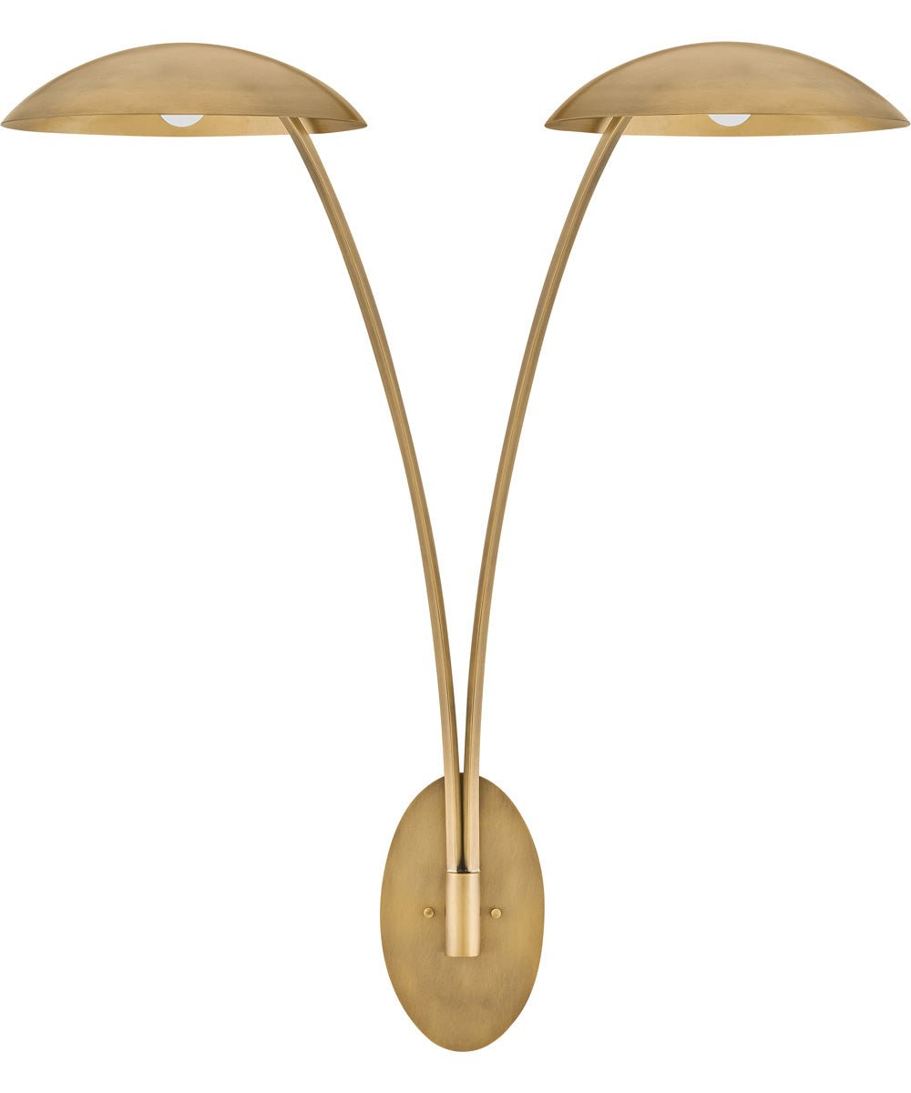 Evdilos Curved Double Arm Large Bowl Head Brass Wall Sconce – image 2