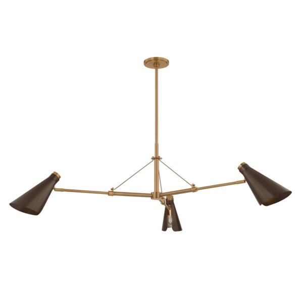 Vauvert Patina Brass Three Arm Conical Chandelier