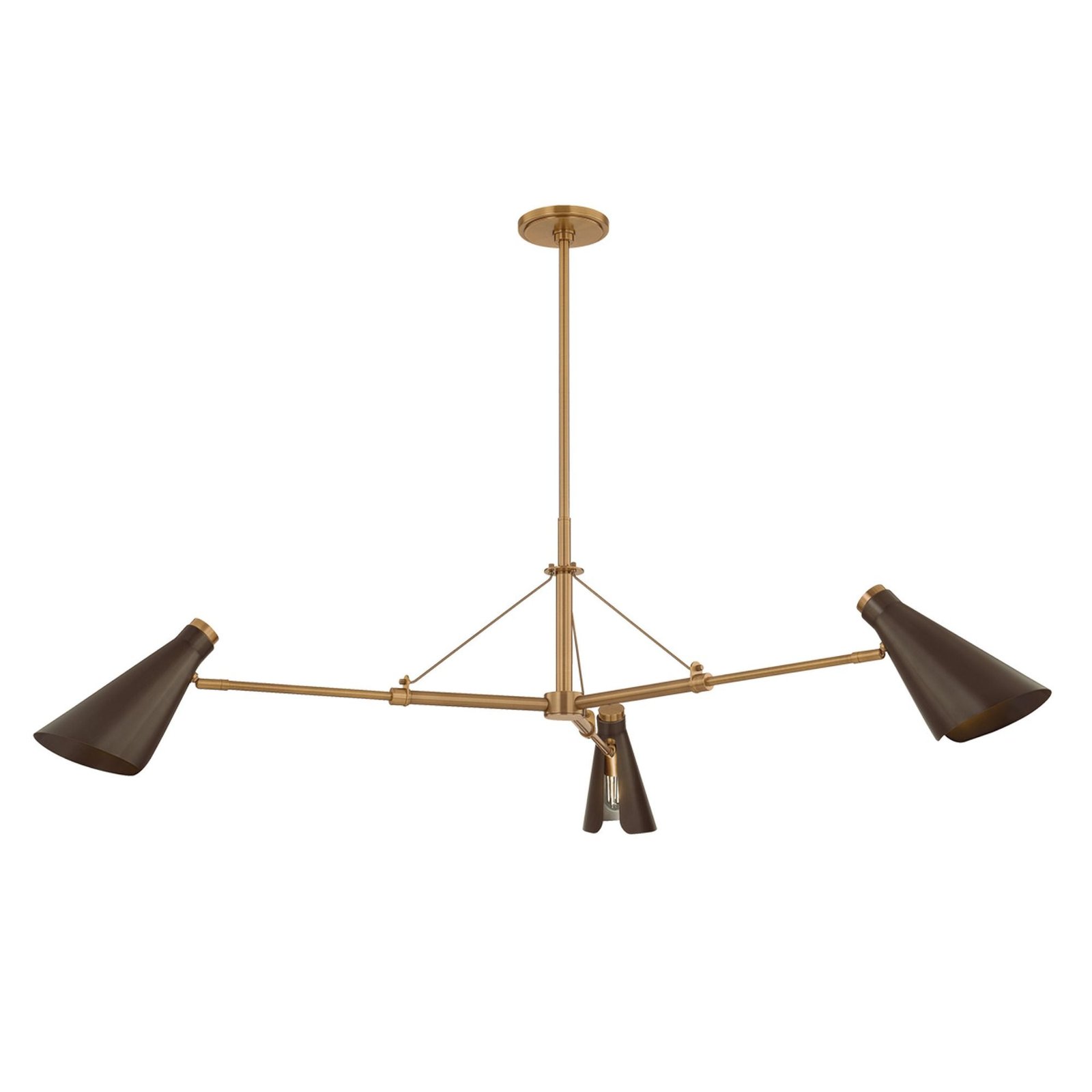 Vauvert Patina Brass Three Arm Conical Chandelier