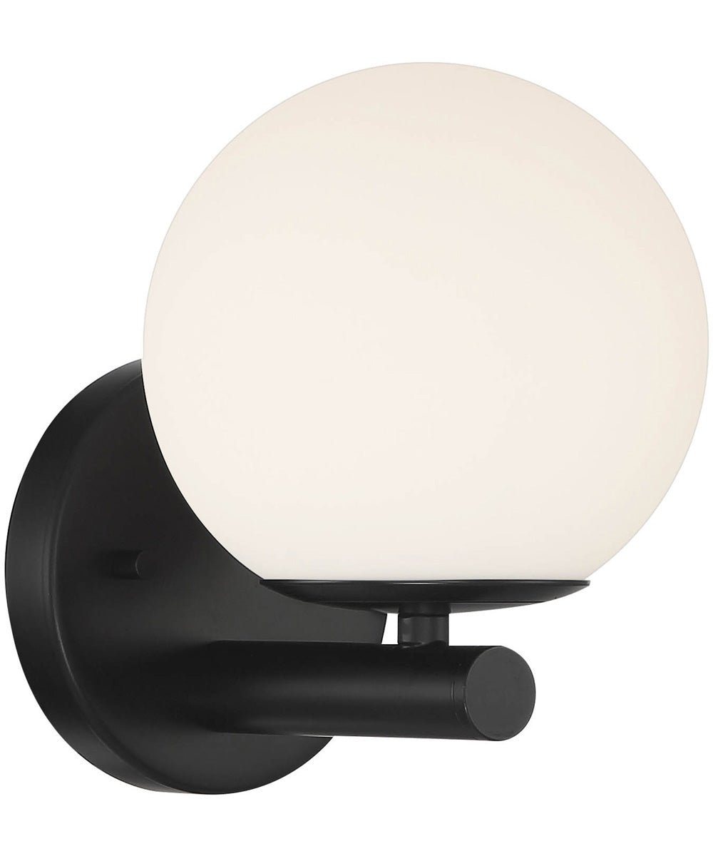Roscigno Etched Opal Globe Glass Matte Black Wall Sconce – image 2