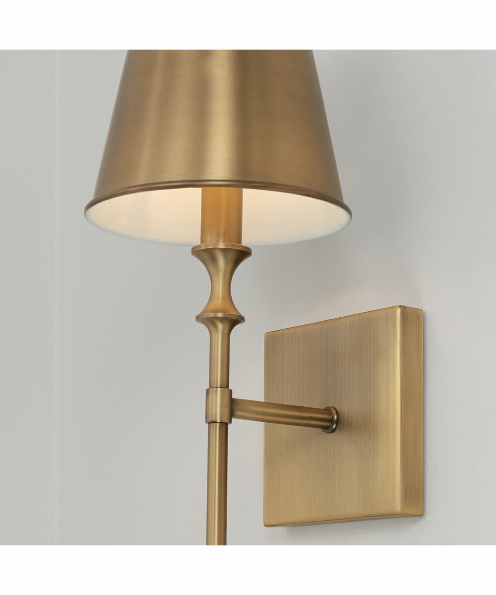Siligo Metal Hood Long Body Antiqued Brass Wall Sconce – image 2