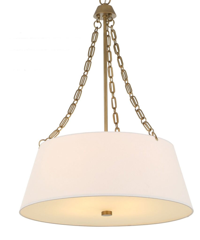 Oia Gold Chain Linen Drum Pendant Light