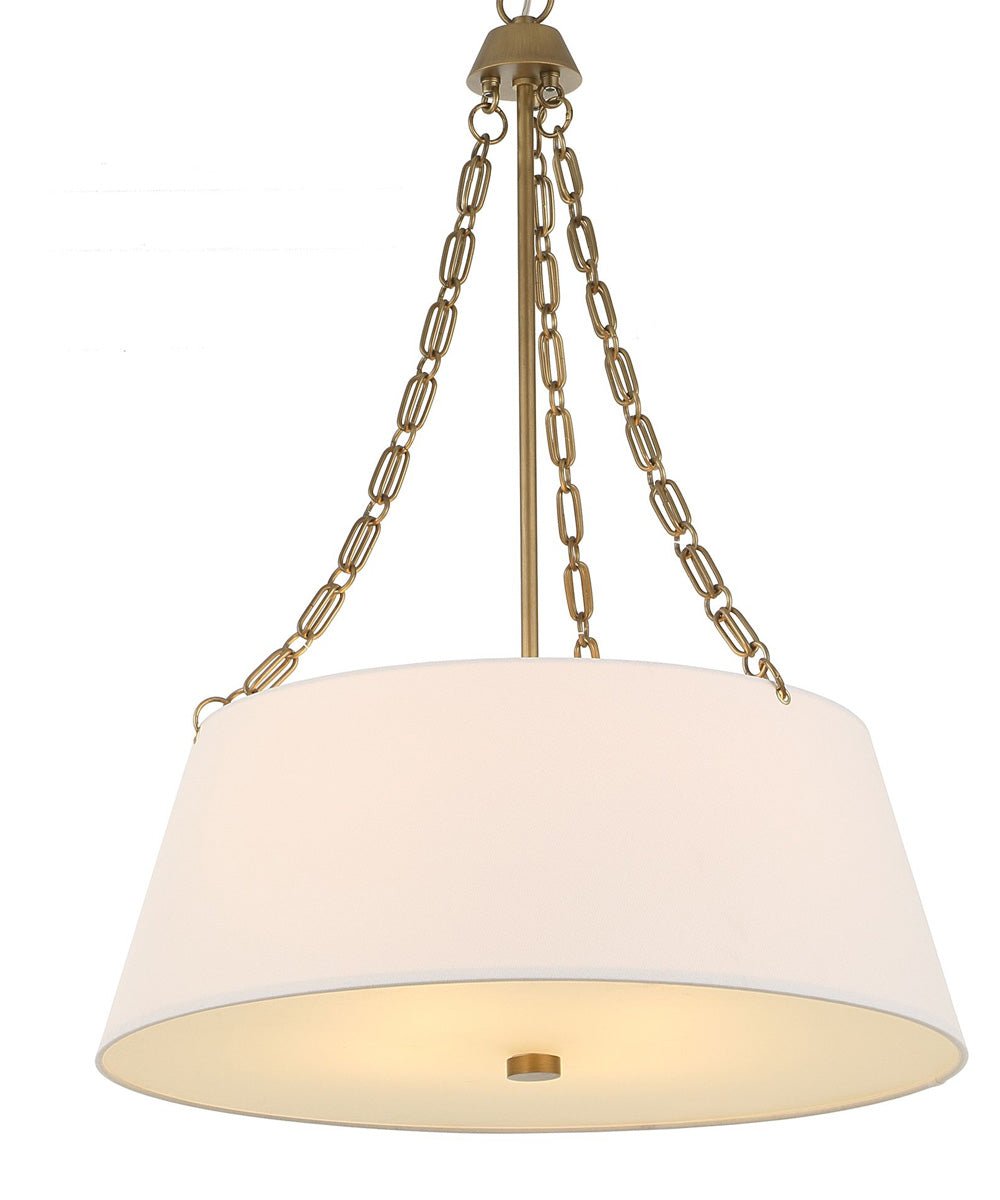 Oia Gold Chain Linen Drum Pendant Light