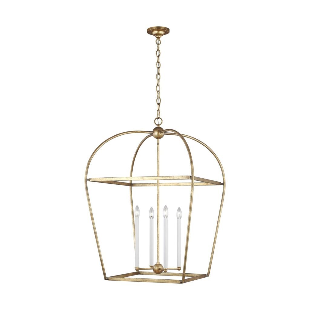 Lukova Antique Gold Leaf Large Lantern Chandelier