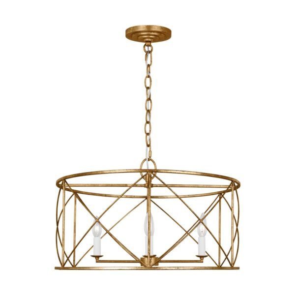 Malgrat Antique Gold Leaf Cage Lantern Pendant