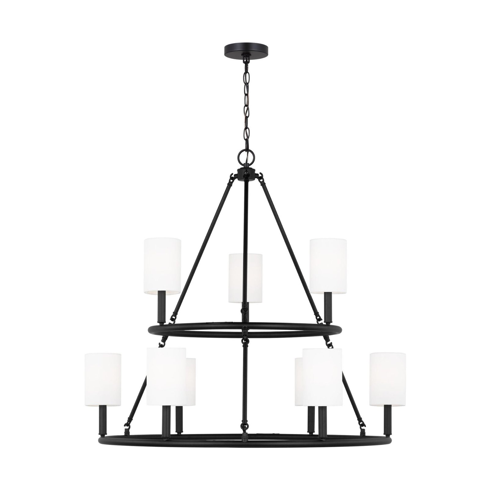 Calblanque Linen Shade Black Nine Arm Large Chandelier