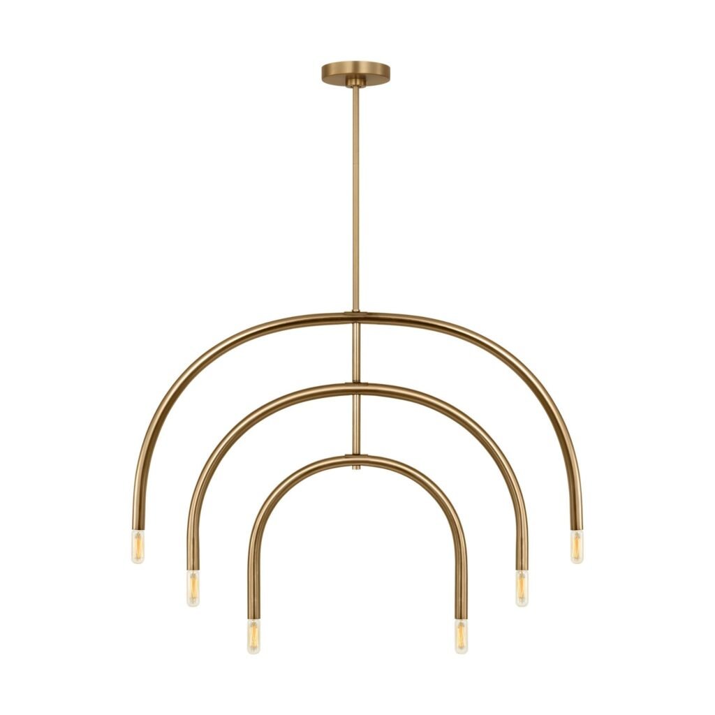 Mundaka Satin Brass Arched Six Light Chandelier