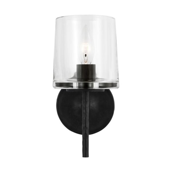 Badesi Round Plate Clear Glass Antiqued Iron Wall Sconce