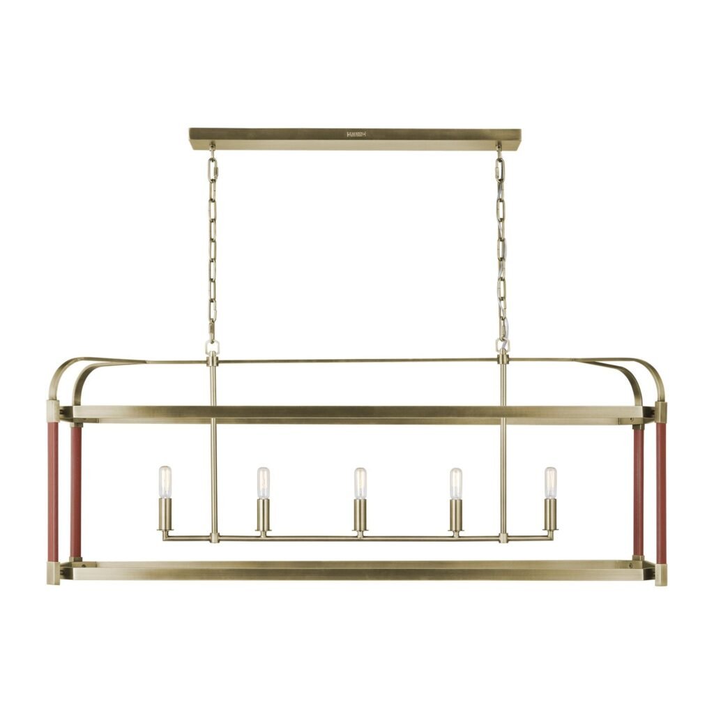 Bizerte Antiqued Brass Linear Candle Chandelier