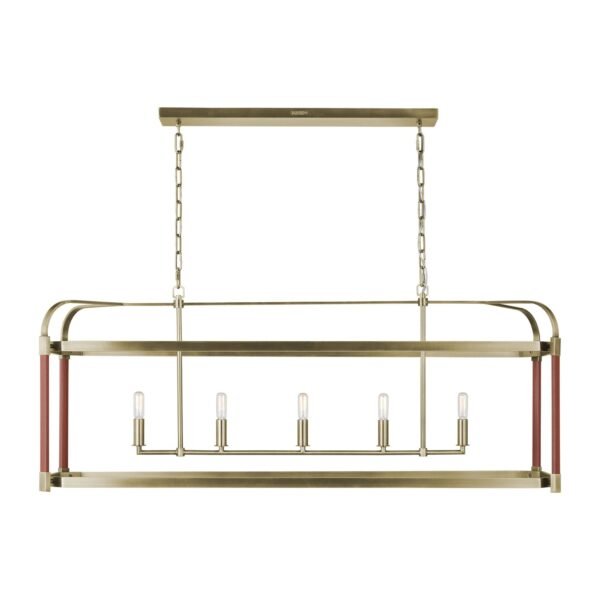 Bizerte Antiqued Brass Linear Candle Chandelier