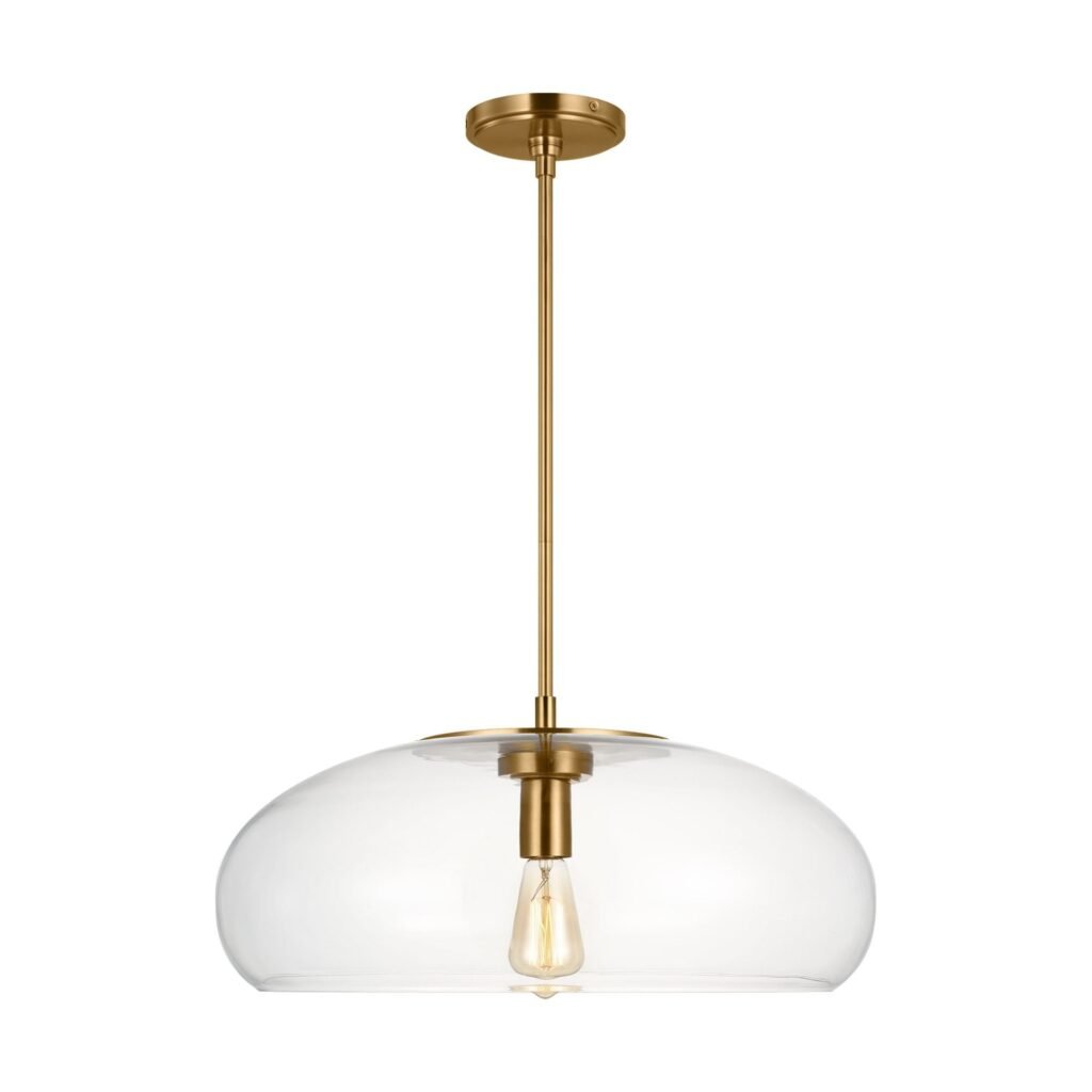 Mahdia Clear Glass Dome Brass Pendant