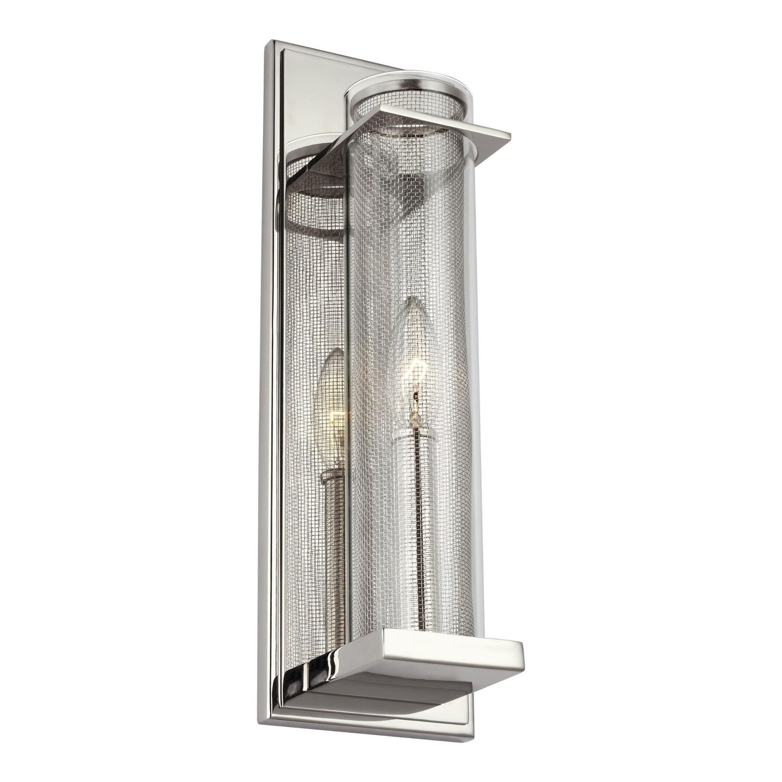 Osini Rectangular Plate Glass Cylinder Polished Nickel Wall Sconce