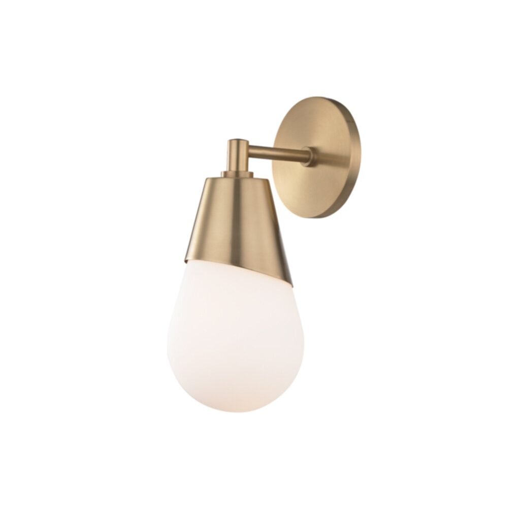 Vagos Short Arm Opal Glass Antiqued Brass Wall Sconce
