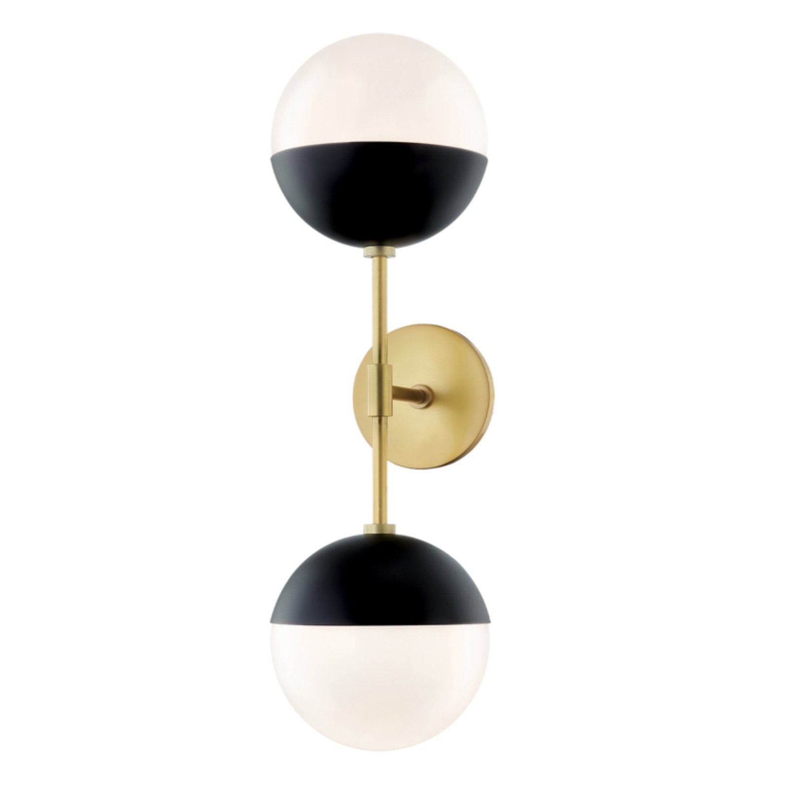 Kalyves Up Down Light Double Glass Globe Brass Wall Sconce
