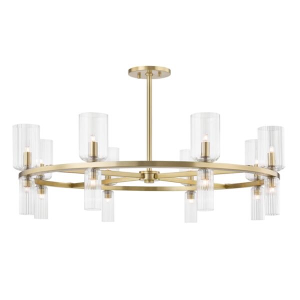 Lagonisi Ten Six Light Glass Cylinder Ring Chandelier