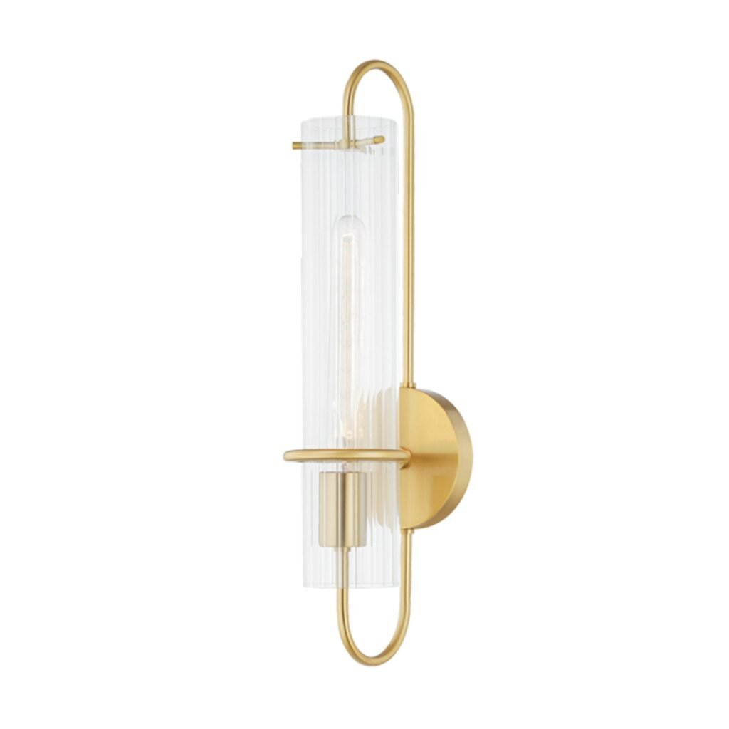 Vamos Ring Framed Long Tube Brass Wall Sconce