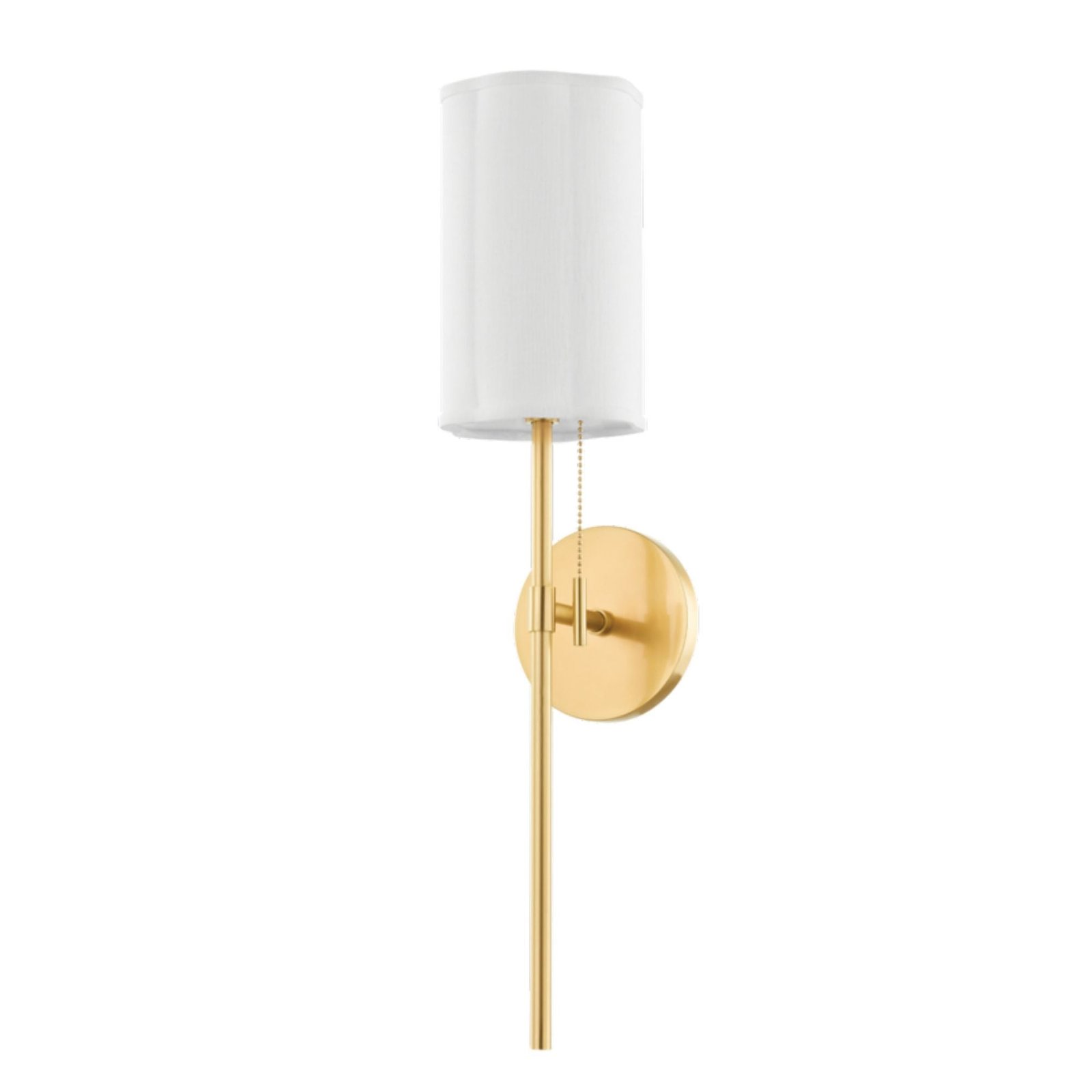 Gouveia Long Rod Body White Shade Brass Wall Sconce