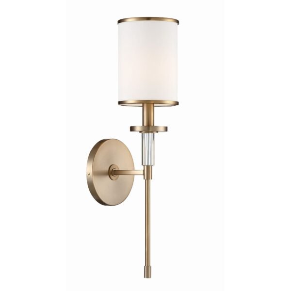 Covilhã Cylinder Fabric Shade Gold Tone Wall Sconce