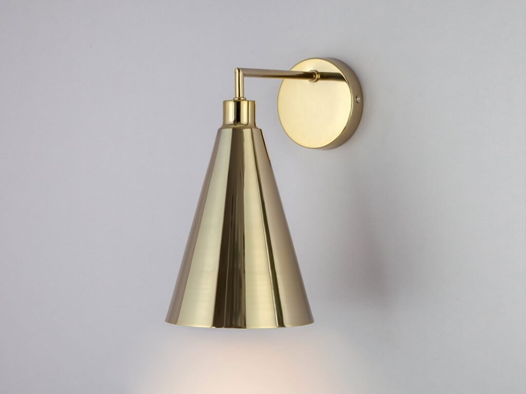 Turi Large Conical Hood Brass Reading Wall Sconce