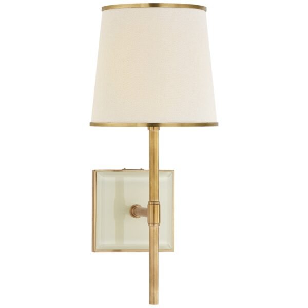 Odemira Cream Linen Shade Brass Striped Wall Sconce