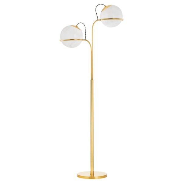 Lourdata Double Opal Globe Glass Floor Lamp
