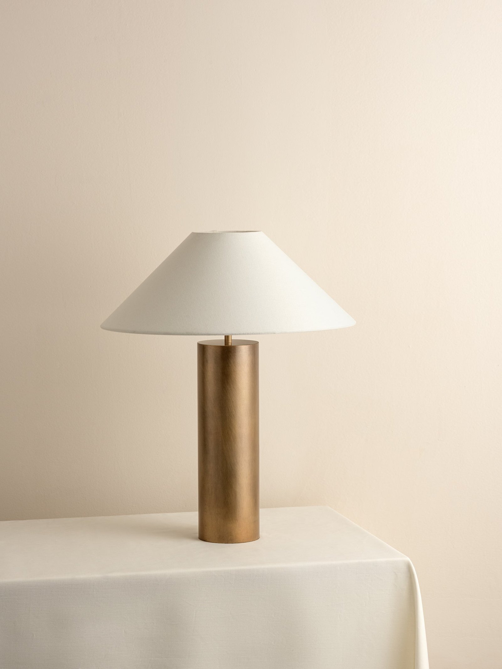 Lumbarda Antiqued Brass Empire Shade Table Lamp