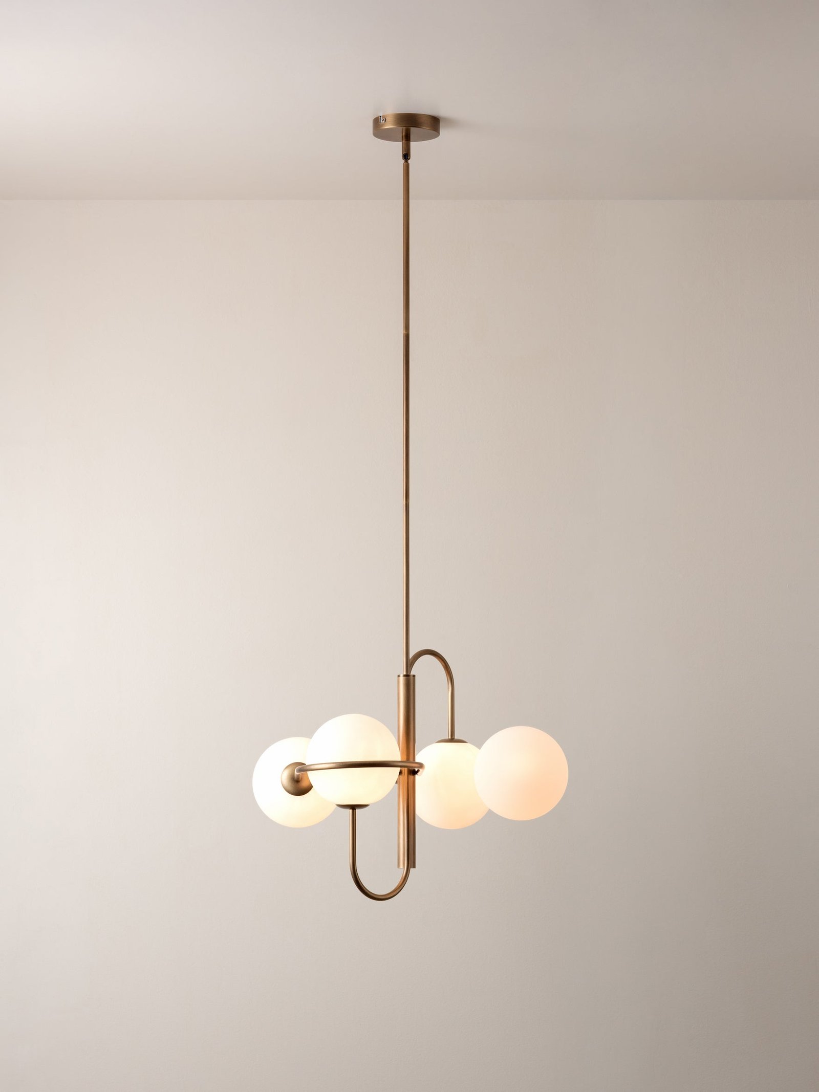 Cesenatico Four Opal Globe Antiqued Brass Chandelier – image 2
