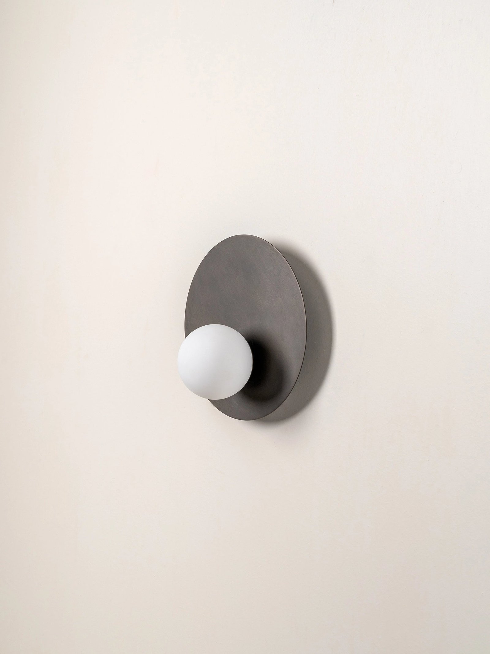 Kornos Bronze Disc Opal Globe Wall Sconce