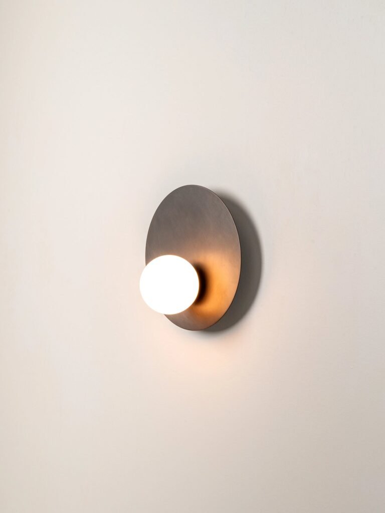 Kornos Bronze Disc Opal Globe Wall Sconce – image 2