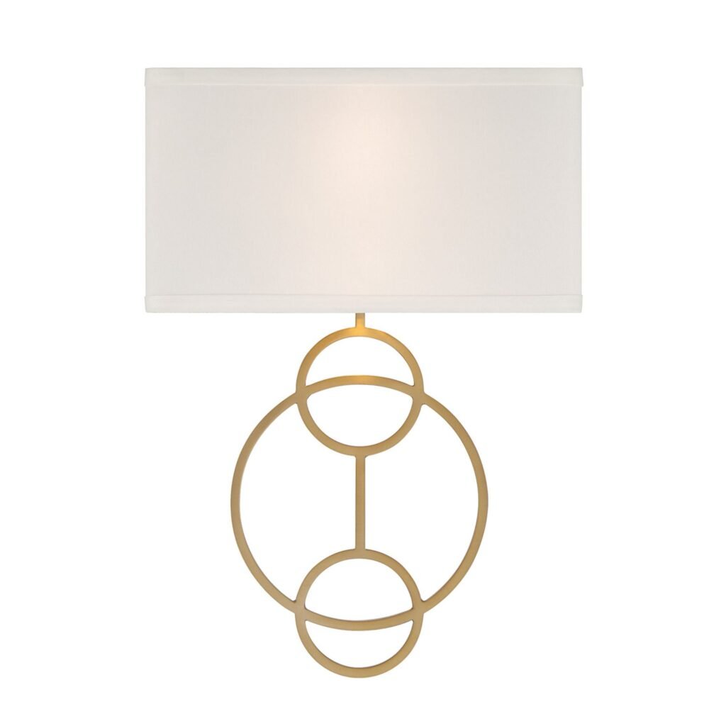 Sefro Rectangular Fabric Shade Double Light Gold Wall Sconce