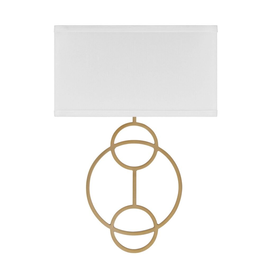 Sefro Rectangular Fabric Shade Double Light Gold Wall Sconce – image 2