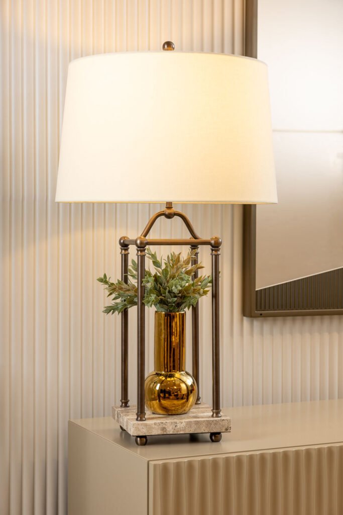 Rab Marble Base Column Bronze Table Lamp – image 3