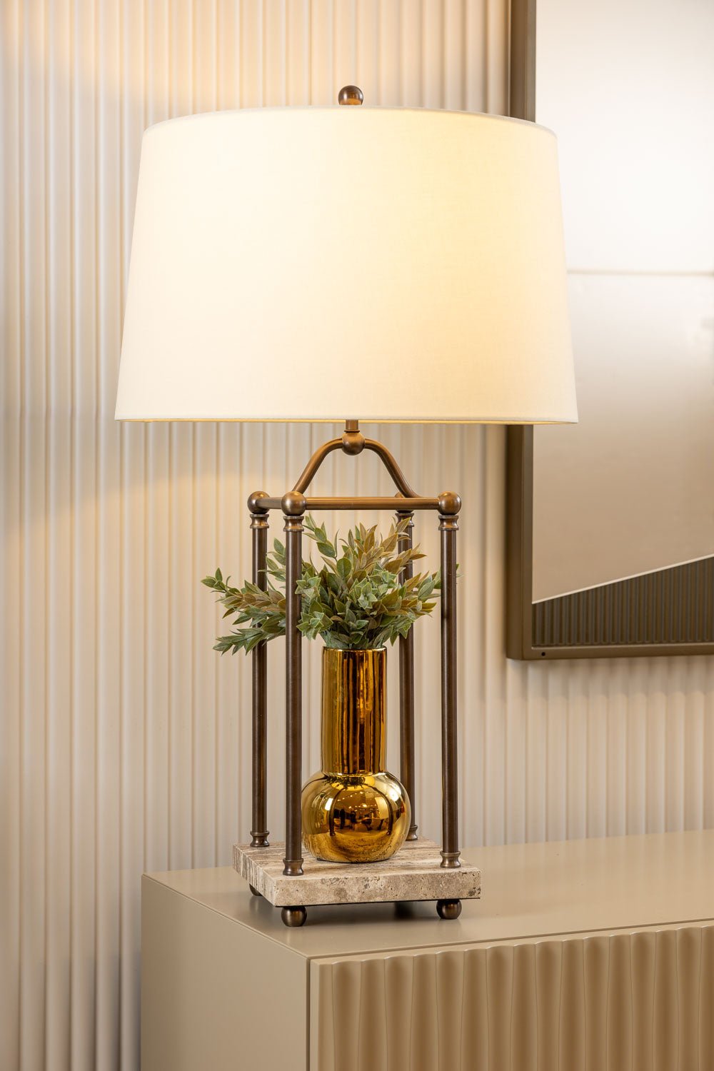 Rab Marble Base Column Bronze Table Lamp – image 3