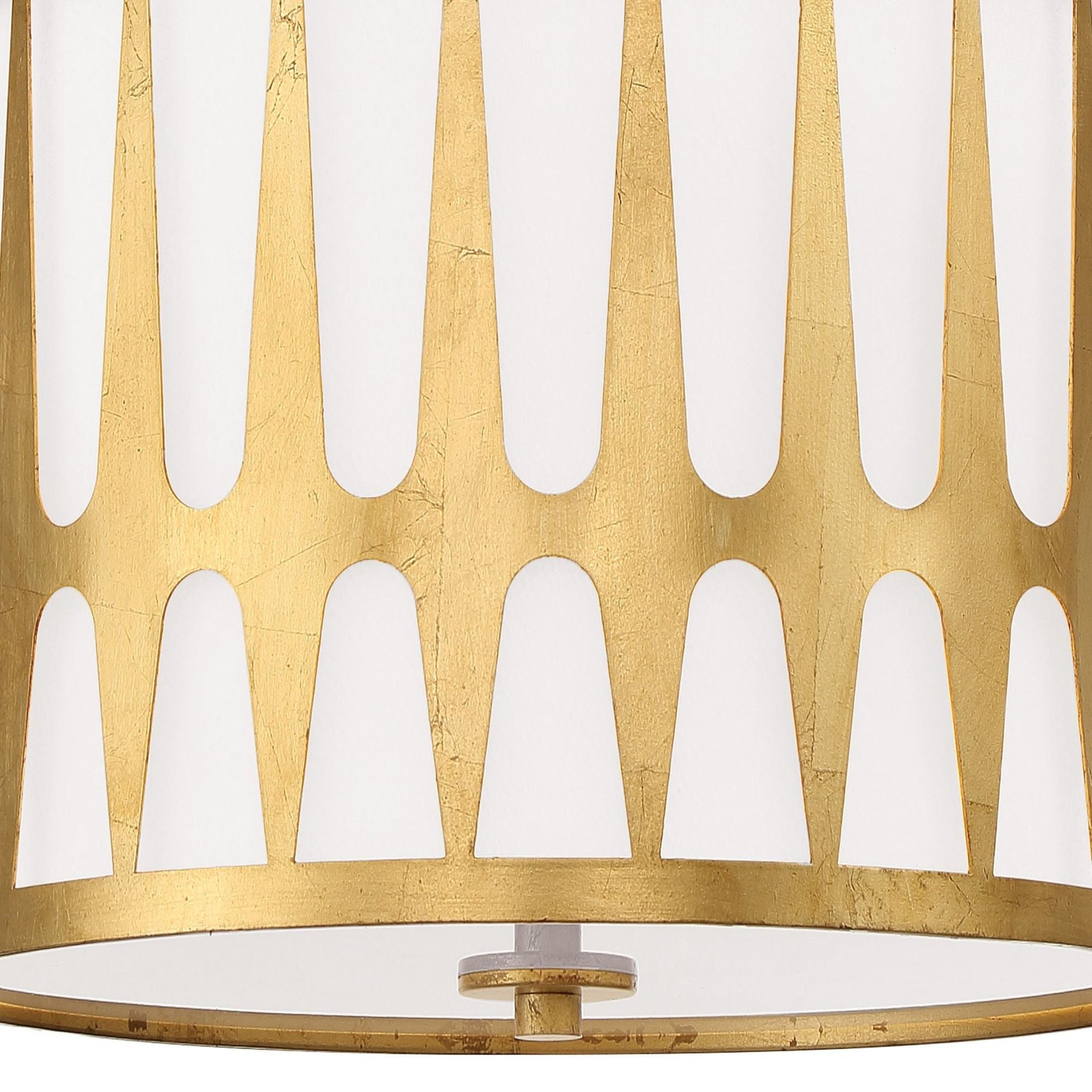 Dhermi Patterned Metal Covered Gold Drum Pendant – image 3